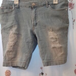 Women's Distressed Jean Shorts in Blue